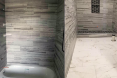 Gray Tile Marble Bathroom