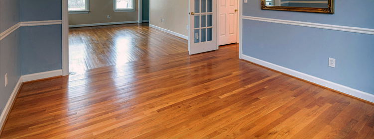 modern cherry hardwood floor installation in a light blue painted room in a house in Jarrettsville, Aberdeen, Bel Air South area of Harford County